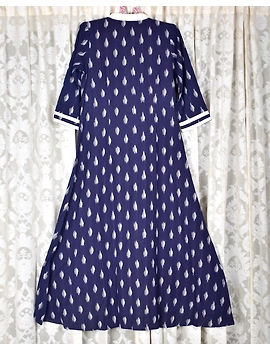 Blue ikat long kurti with matching pants : LD570D-S-3-sm