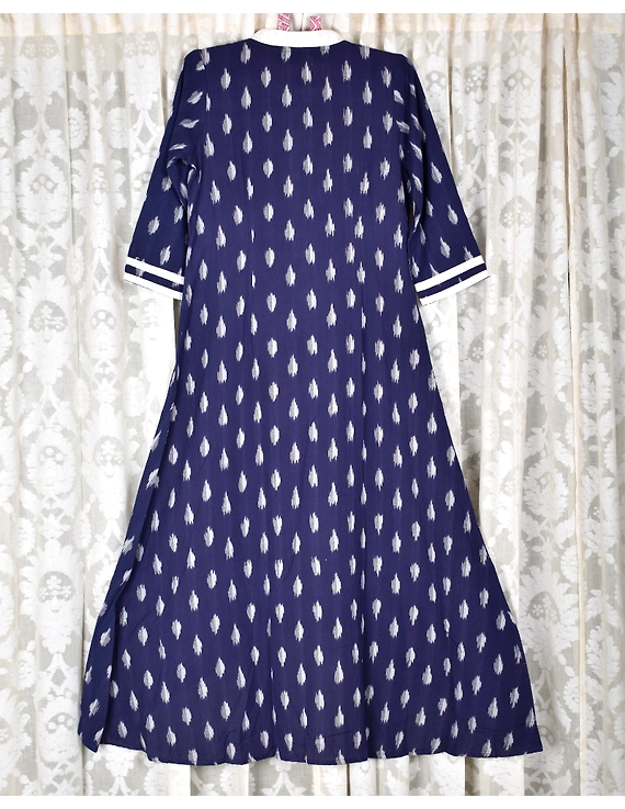 Blue ikat long kurti with matching pants : LD570D-S-3