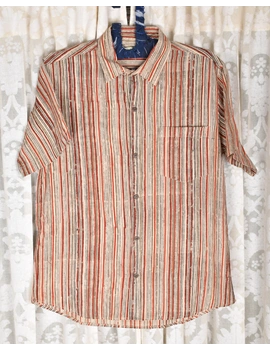 Maroon kalamkari stripe casual shirt: GT420A-GT420A-S-sm