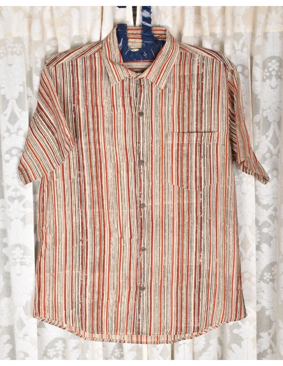 Maroon kalamkari stripe casual shirt: GT420A-GT420A-S
