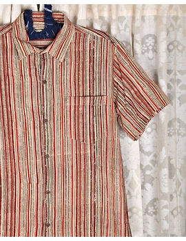 Maroon kalamkari stripe casual shirt: GT420A-S-2-sm