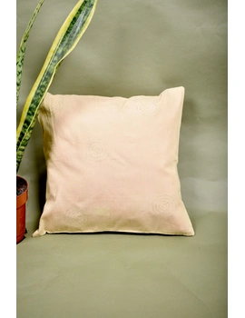 Beige Silk Cushion Cover With Round Embroidery : HCC49A-HCC49A-sm