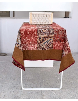 Square reversible patchwork table cloth in red and maroon : TBCS01L-5-sm