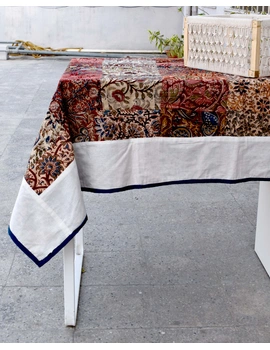 Square reversible patchwork table cloth in white and blue : TBCS01J-1-sm