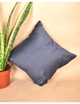 Grey Silk Cushion Cover With Round Embroidery : HCC41B-HCC51-sm