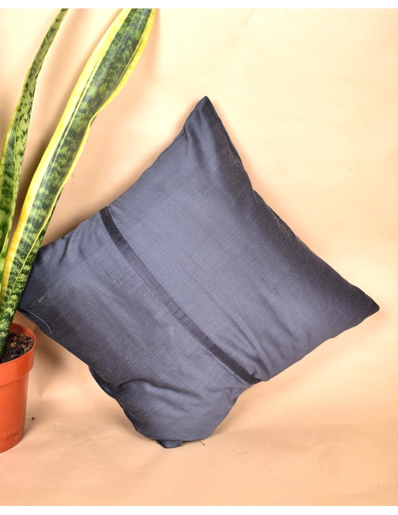 Grey Silk Cushion Cover With Round Embroidery : HCC41B-2