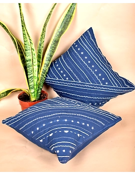 Indigo hand embroidered cushion cover : HCC18-HCC18-sm