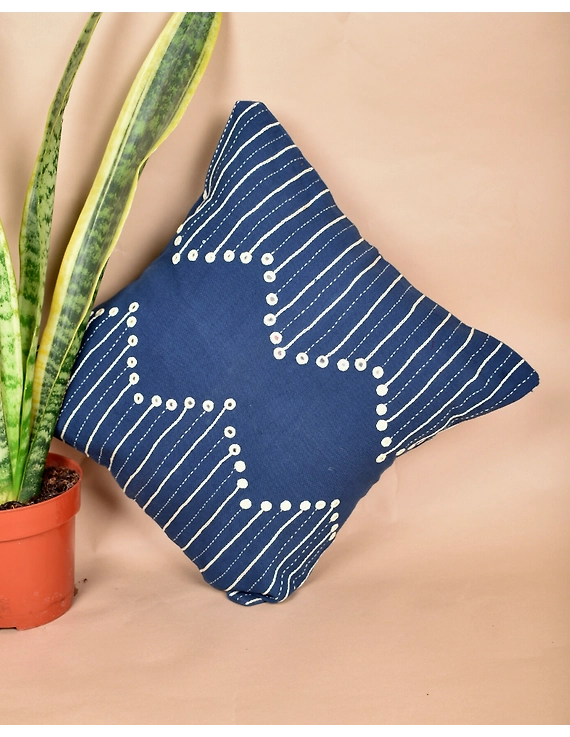 Indigo mirror embroidered cushion cover : HCC20-1
