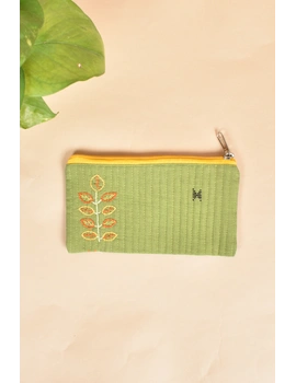 Lite Green Pencil pouch with hand embroidery - PPH02I-2-sm