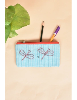 Lite Blue Pencil pouch with hand embroidery - PPH02J-1-sm