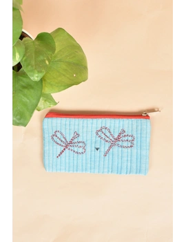 Lite Blue Pencil pouch with hand embroidery - PPH02J-2-sm