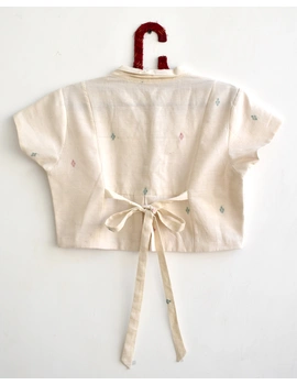 White Jamdhani Blouse With Back Ties-RB08C-S-1-sm
