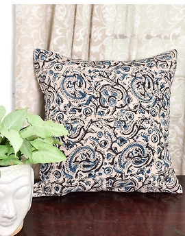 Pink Kalamkari Embroidered Cushion Cover With Mirror work : HCC51B-1-sm