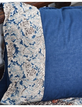 Blue Mangalgiri Pillow Cover Pair With Kalamkari Design : HPC01A-3-sm