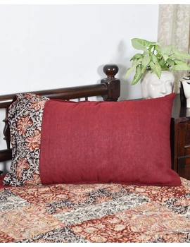 Maroon Mangalgiri Pillow Cover Pair With Kalamkari Print : HPC01C-1-sm