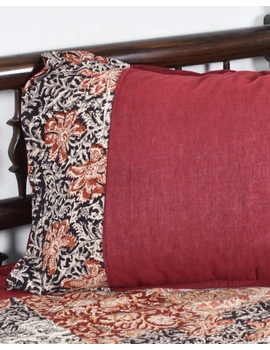 Maroon Mangalgiri Pillow Cover Pair With Kalamkari Print : HPC01C-4-sm