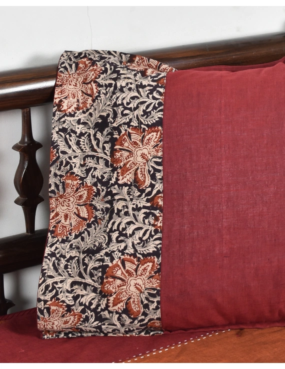 Maroon Mangalgiri Pillow Cover Pair With Kalamkari Print : HPC01C-5