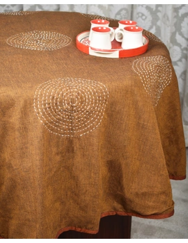 Round kalamkari patchwork with rust mangalagiri reversible table cloth 150 cm: TBKS01B-TBKS01B-sm