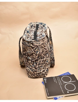 Brown and grey kalamkari tote bag : TBC04A-4-sm