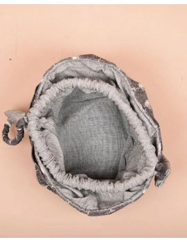 Gift hamper potli cum lunch bag in grey and grey ikat cotton : MSL08AD-2-sm
