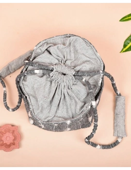 Gift hamper potli cum lunch bag in grey and grey ikat cotton : MSL08AD-3-sm
