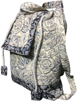 Quilted blue and black kalamkari backpack bag: VBPS04D-VBPS04D-sm