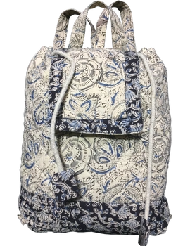Quilted blue and black kalamkari backpack bag: VBPS04D-1-sm