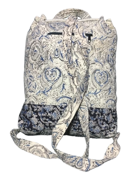 Quilted blue and black kalamkari backpack bag: VBPS04D-4-sm