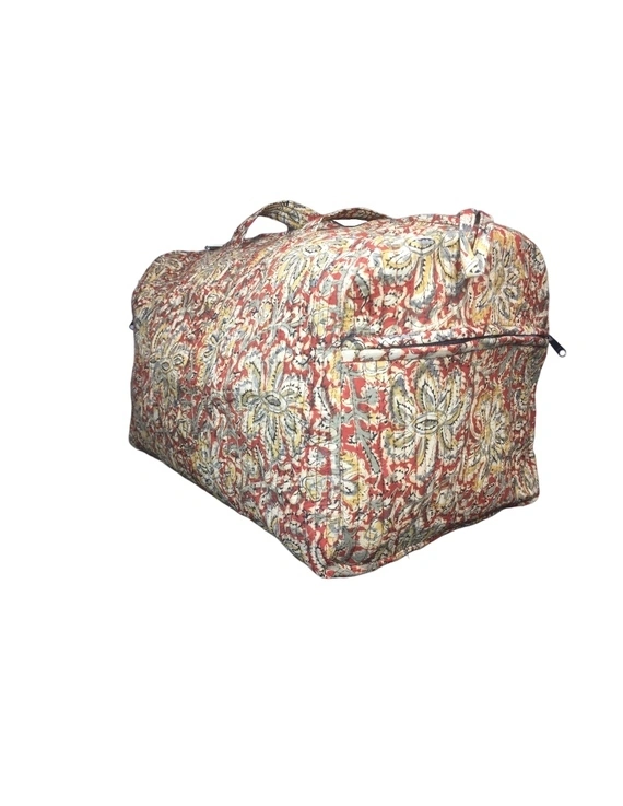 Overnight duffel bag in rust kalamkari : VBS02D-2