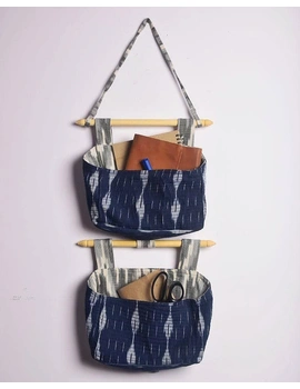 Wall stationary organiser in blue ikat: STF02AD-STF02AD-sm
