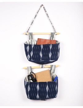 Wall stationary organiser in blue ikat: STF02AD-2-sm