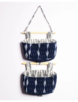 Wall stationary organiser in blue ikat: STF02AD-3-sm
