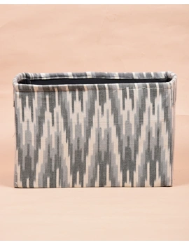 Foldable stationary basket in grey ikat: STF01AD-2-sm