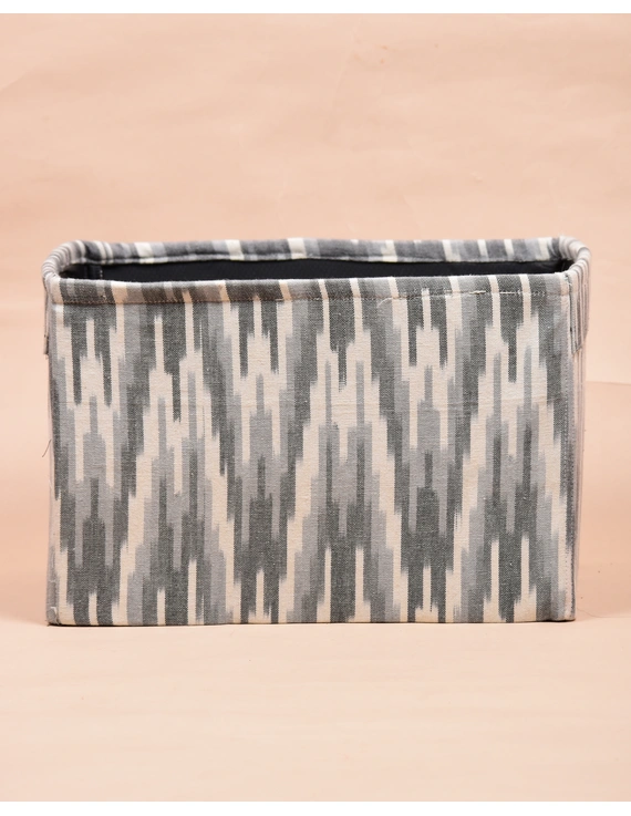 Foldable stationary basket in grey ikat: STF01AD-2
