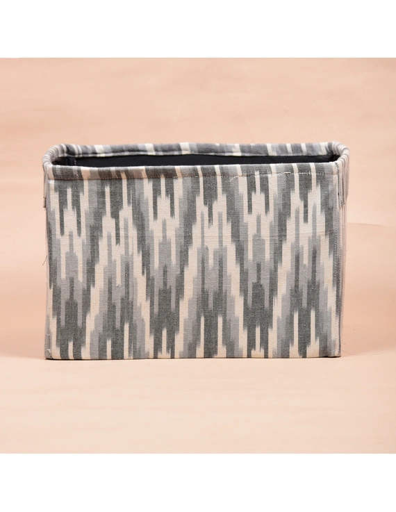 Foldable stationary basket in grey ikat: STF01AD-3