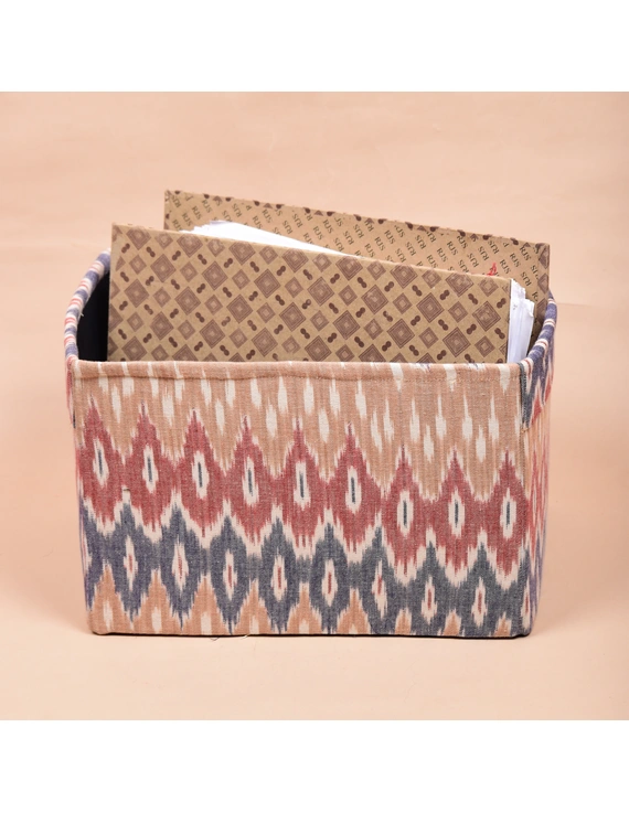 Foldable stationary basket in pink ikat: STF01BD-STF01BD