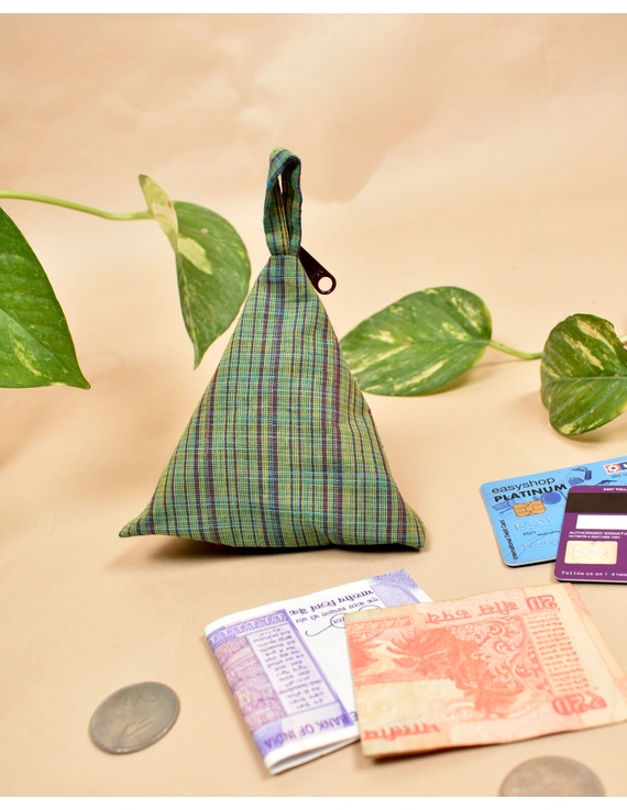 Small coin purse in green cotton fabric : MSC04J-MSC04J