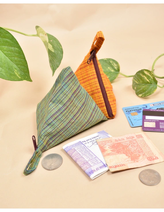Small coin purse in green cotton fabric : MSC04J-1