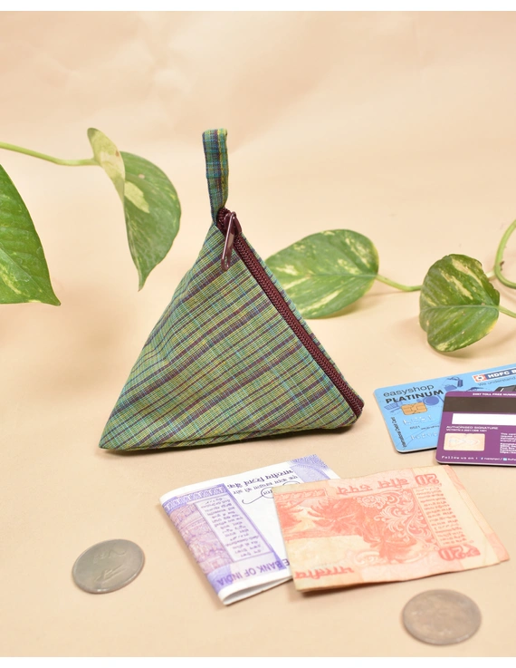 Small coin purse in green cotton fabric : MSC04J-3