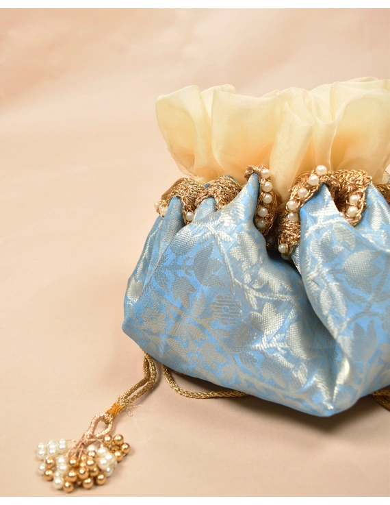 Blue Silk Potli Bag : MSP03A-2