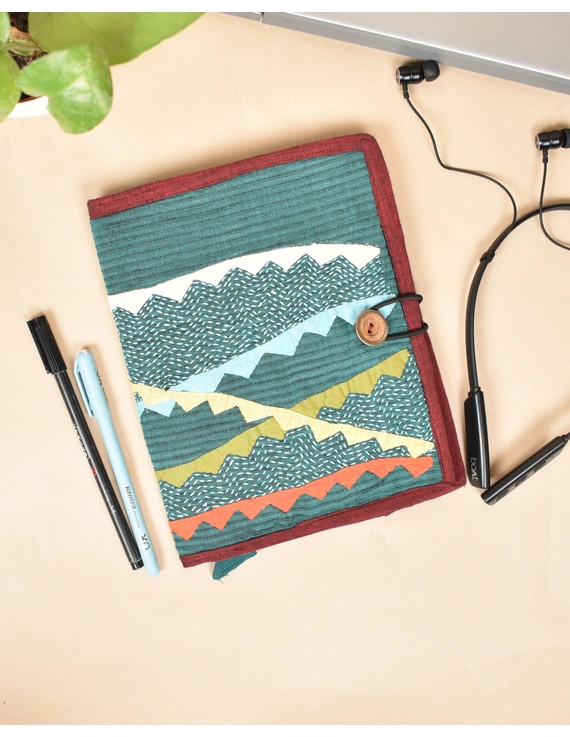Hand embroidered diary sleeve with journal - STJ07-STJg07A