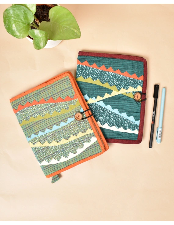 Hand embroidered diary sleeve with journal - STJ07-5