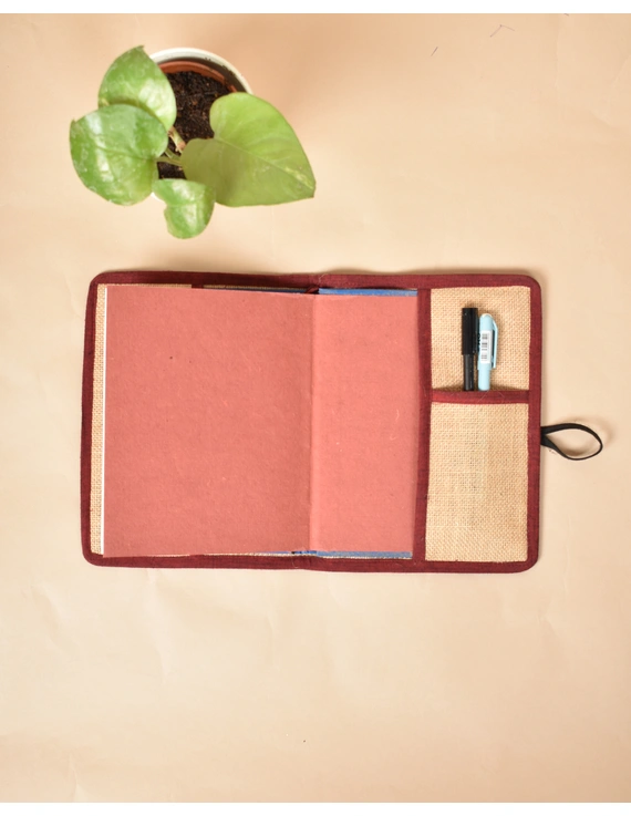 Reusable diary sleeve with diary - maroon : STJ04-Handmade-3