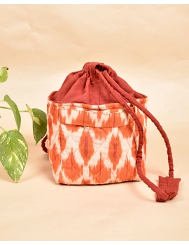 Gift Hamper Potli Cum Lunch Bag In Orange Ikat Cotton : MSL08CD-1-sm