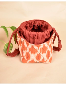 Gift Hamper Potli Cum Lunch Bag In Orange Ikat Cotton : MSL08CD-5-sm