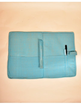 Teal blue ikat file folder with button: SFB04-2-sm