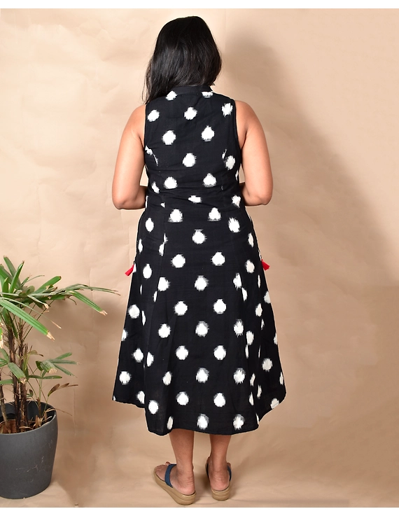 A LINE BLACK DOUBLE IKAT DRESS WITH EMBROIDERED POCKETS : LD310C-M-1