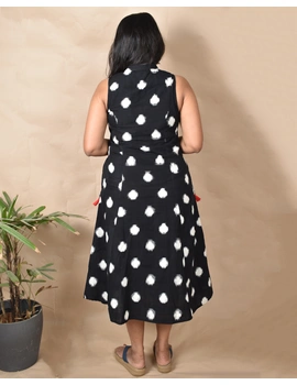 A LINE BLACK DOUBLE IKAT DRESS WITH EMBROIDERED POCKETS : LD310C-M-1-sm