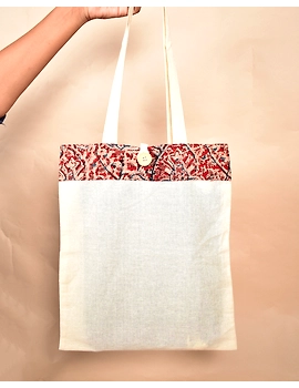 Kalamkari and White Cotton Shopping bags - KKB01A-2-sm