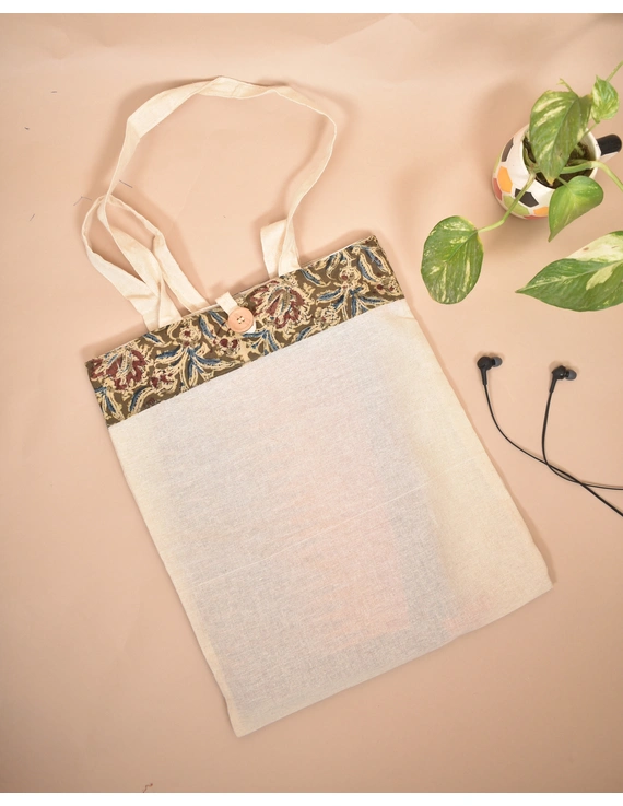 Kalamkari and kora Cotton Shopping bags - KKB01C-KKB01C